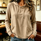 Women's plain hoodie with drawstring hood and front pockets