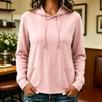 Women's plain hoodie with drawstring hood and front pockets