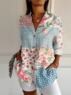 Women's multicolour floral printed shirt with button front