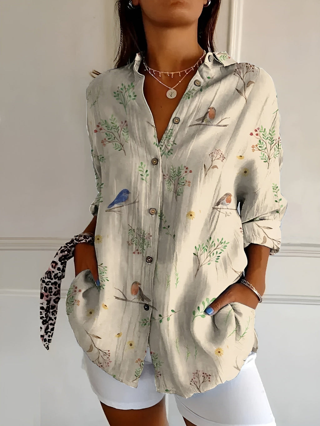 Women's multicolour floral printed shirt with button front