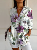 Women's multicolour floral printed shirt with button front