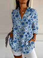 Women's multicolour floral printed shirt with button front