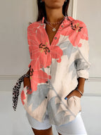 Women's multicolour floral printed shirt with button front