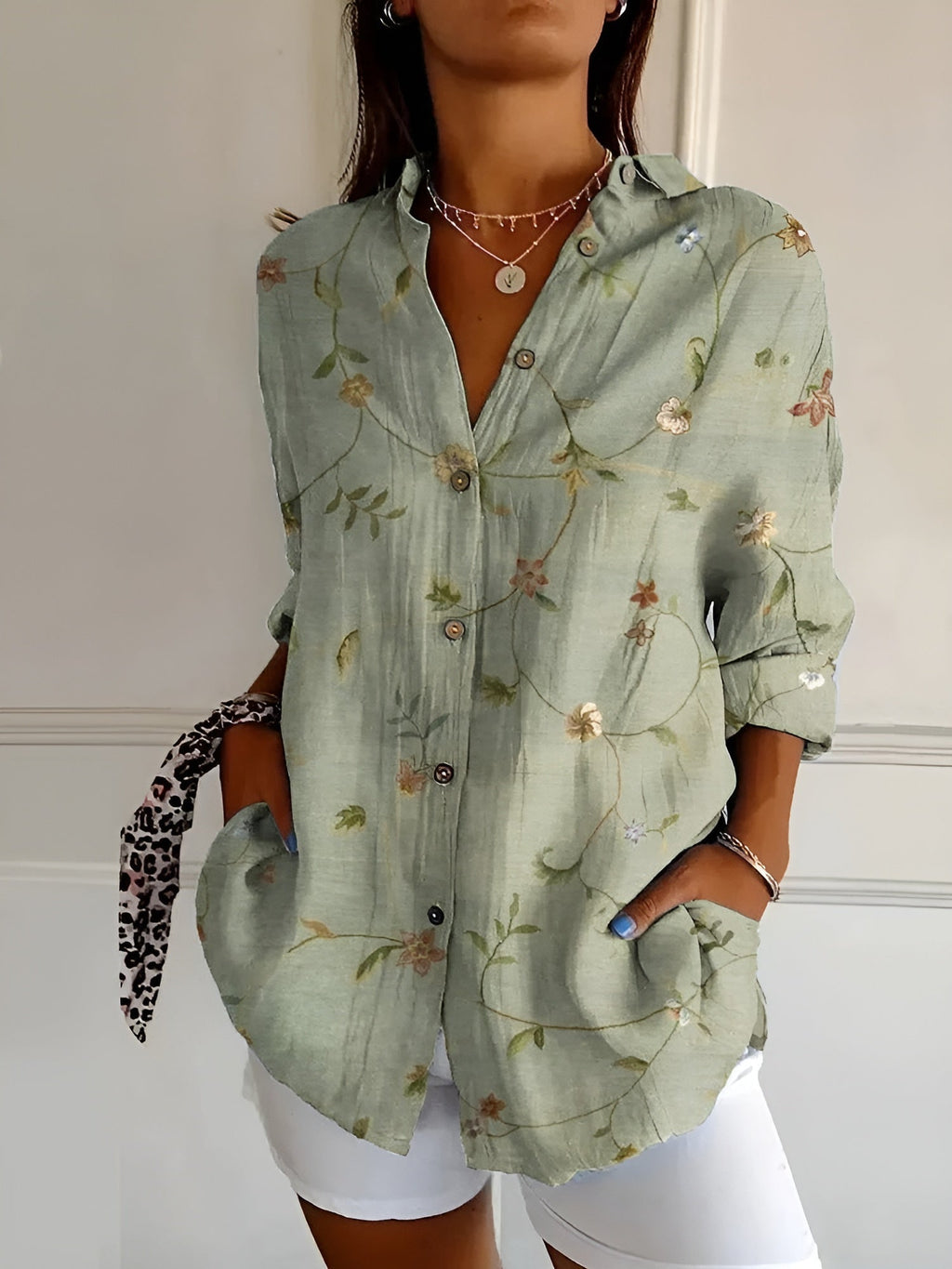 Women's multicolour floral printed shirt with button front