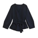 Women's kimono knit top with V-neck and tie waist