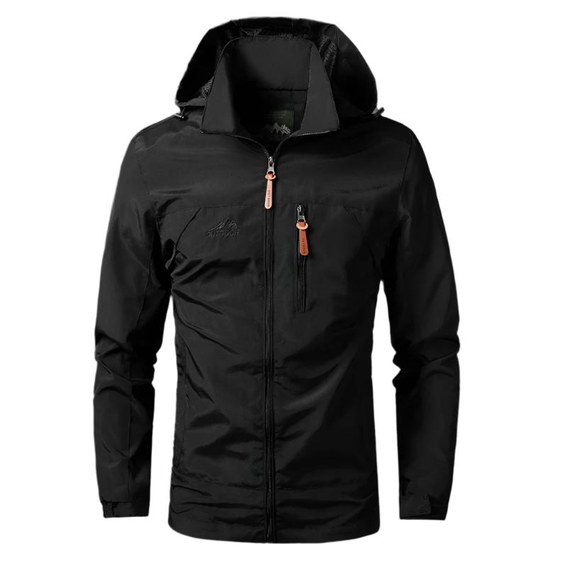 Men's hooded jacket with long sleeves, front zip and zipped pockets