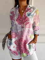 Women's multicolour floral printed shirt with button front