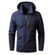Men's hooded jacket with long sleeves, front zip and zipped pockets