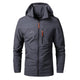 Men's hooded jacket with long sleeves, front zip and zipped pockets