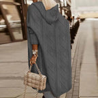 Women's longline cable knit hooded cardigan