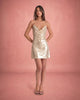 Women's Metallic Cowl Neck Slip Mini Dress
