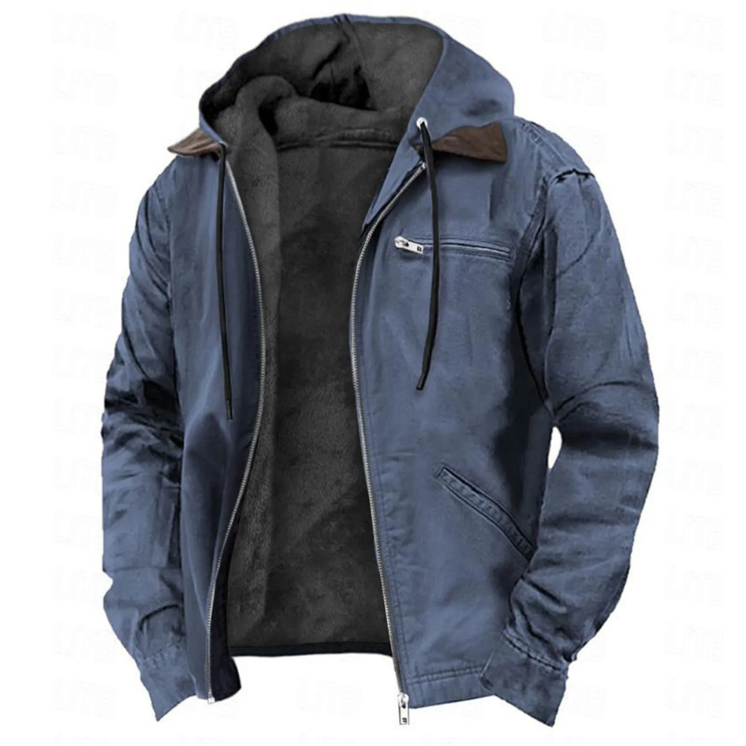 Men's hooded winter jacket with zip pockets