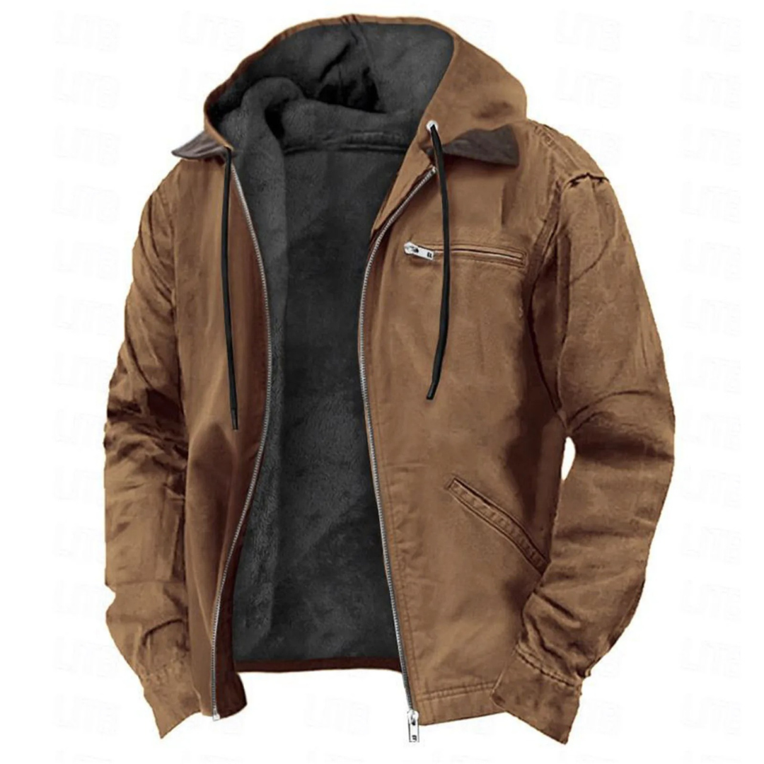 Men's hooded winter jacket with zip pockets