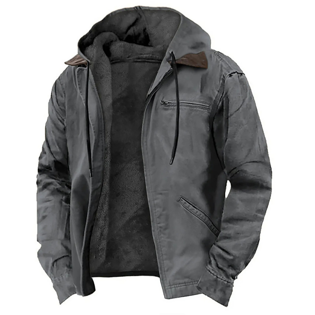 Men's hooded winter jacket with zip pockets