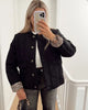Women's quilted jacket with leopard-print cuffs and button front