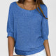 Women's textured knit pullover with round neckline and three-quarter sleeves