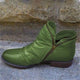 Women's ruched ankle boots with side zip and low heel