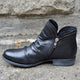 Women's ruched ankle boots with side zip and low heel
