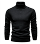 Men's long-sleeved ribbed turtleneck jumper with fitted plain design