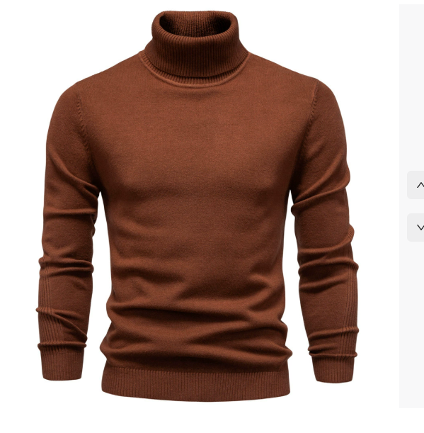 Men's long-sleeved ribbed turtleneck jumper with fitted plain design