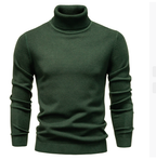 Men's long-sleeved ribbed turtleneck jumper with fitted plain design
