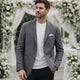Men's summer blazer with notched lapels, button fastening and flap pockets