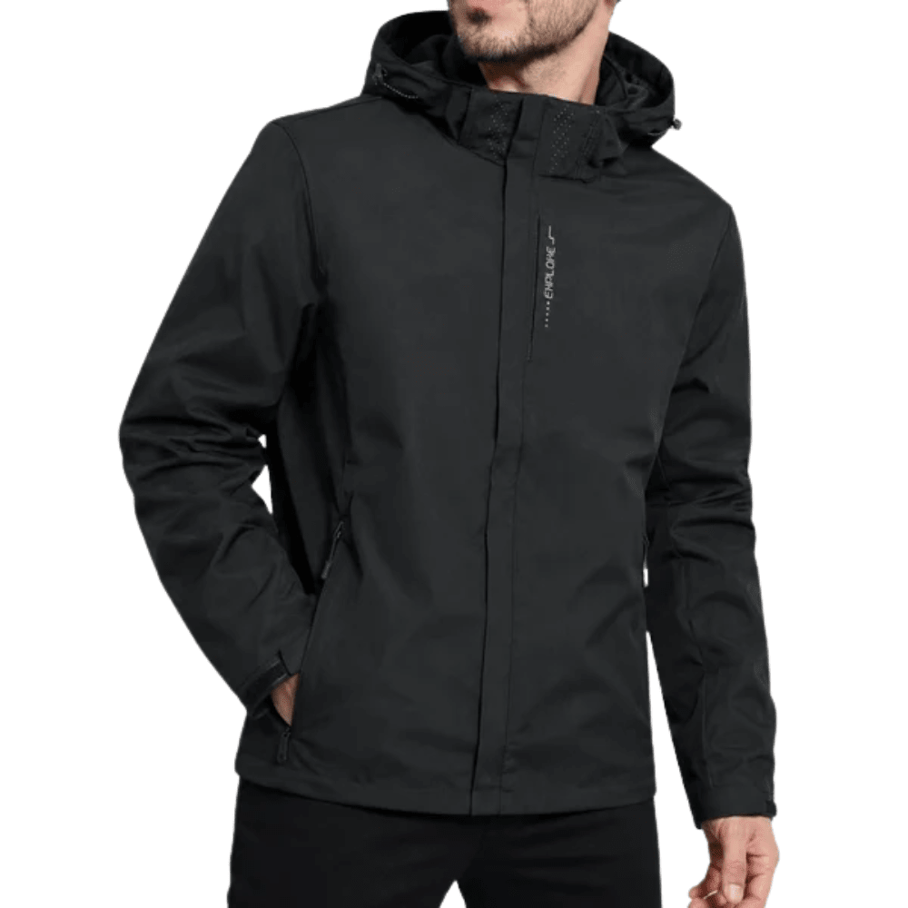 Men's plain hooded jacket with full-zip front and zipped pockets