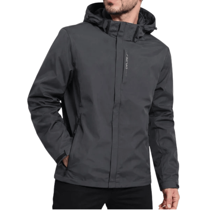 Men's plain hooded jacket with full-zip front and zipped pockets