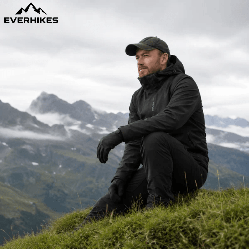 Men's plain hooded jacket with full-zip front and zipped pockets