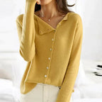 Women's plain long sleeve button-front cardigan