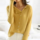Women's plain long sleeve button-front cardigan