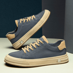 Low top lace-up sneaker with contrast flat sole