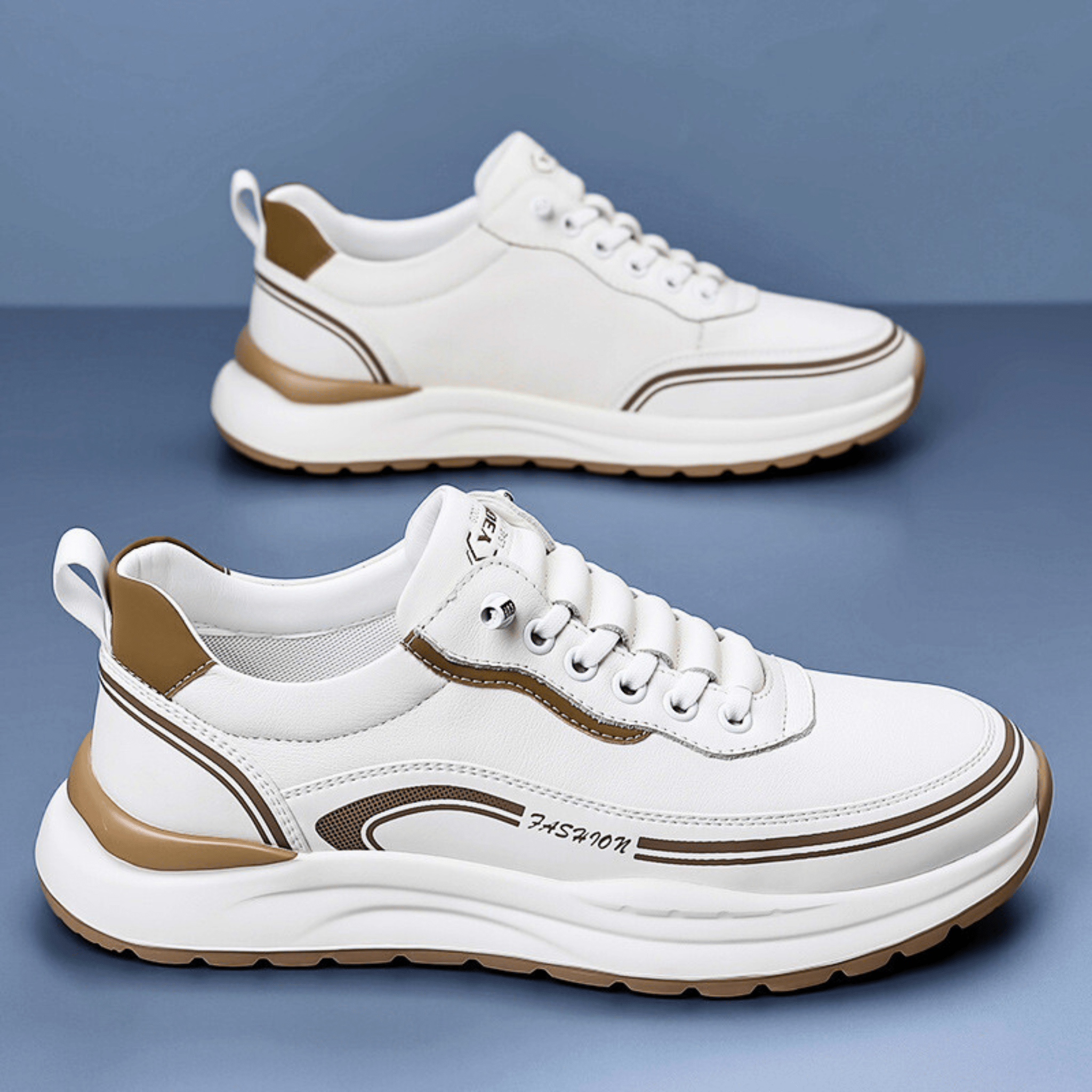 Panelled lace-up trainers with chunky contrast soles