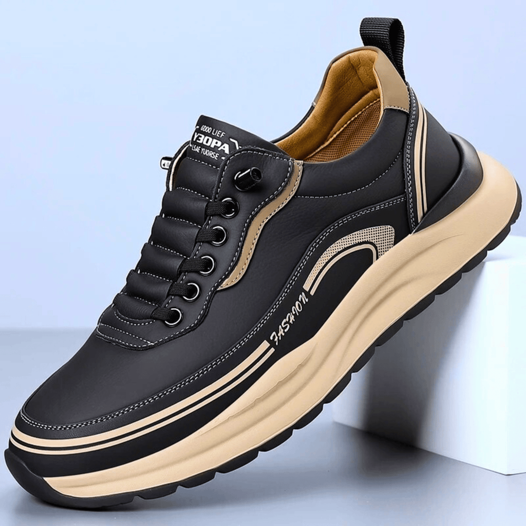 Panelled lace-up trainers with chunky contrast soles