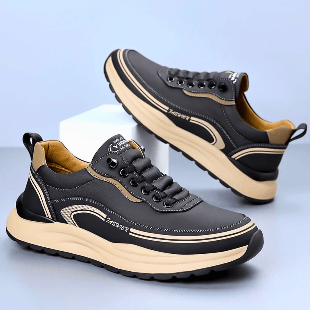 Panelled lace-up trainers with chunky contrast soles