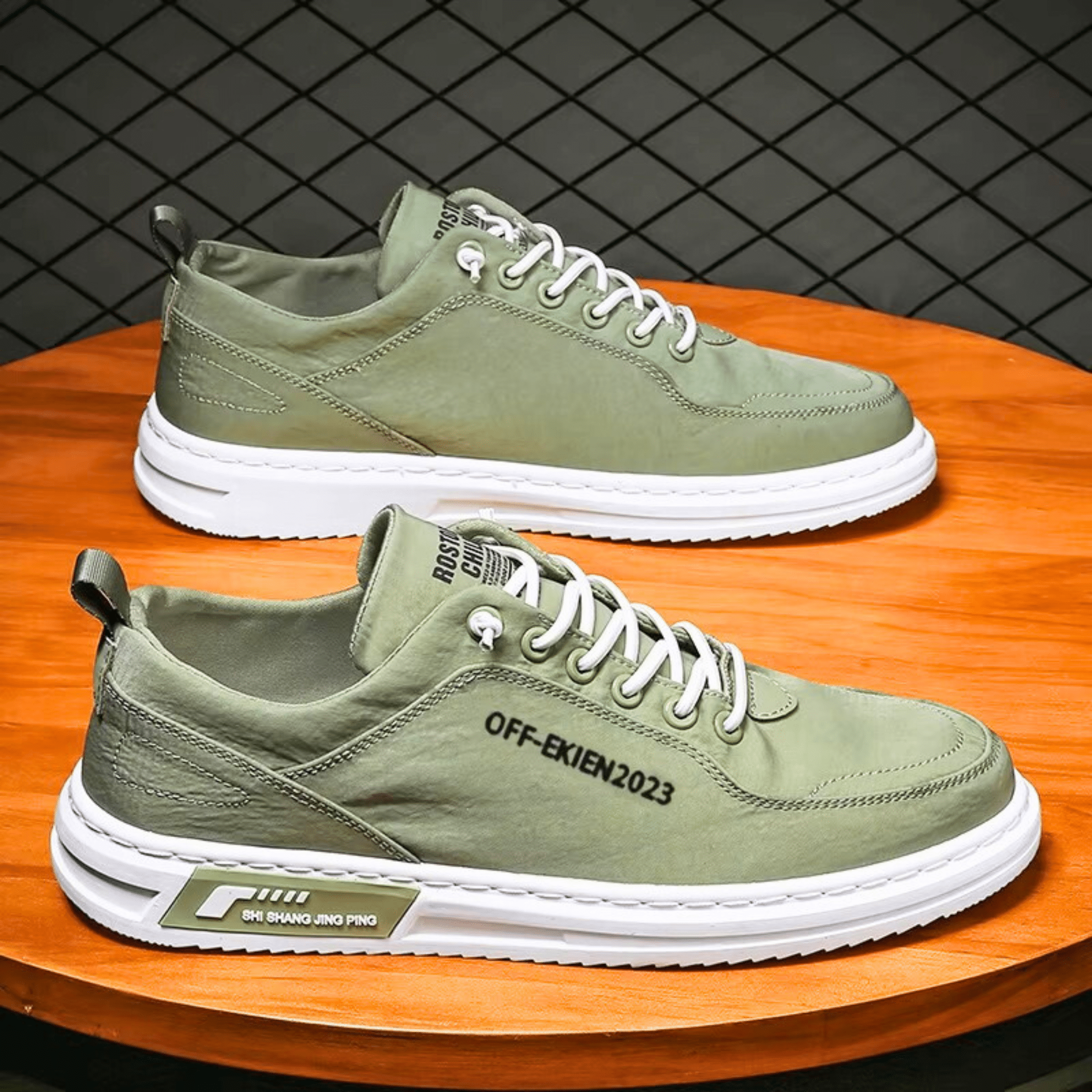Low top lace-up sneakers with panelled upper and contrast sole