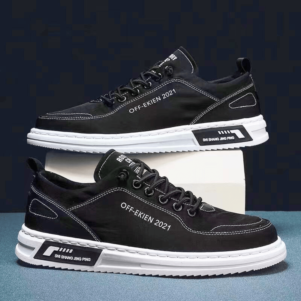 Low top lace-up sneakers with panelled upper and contrast sole