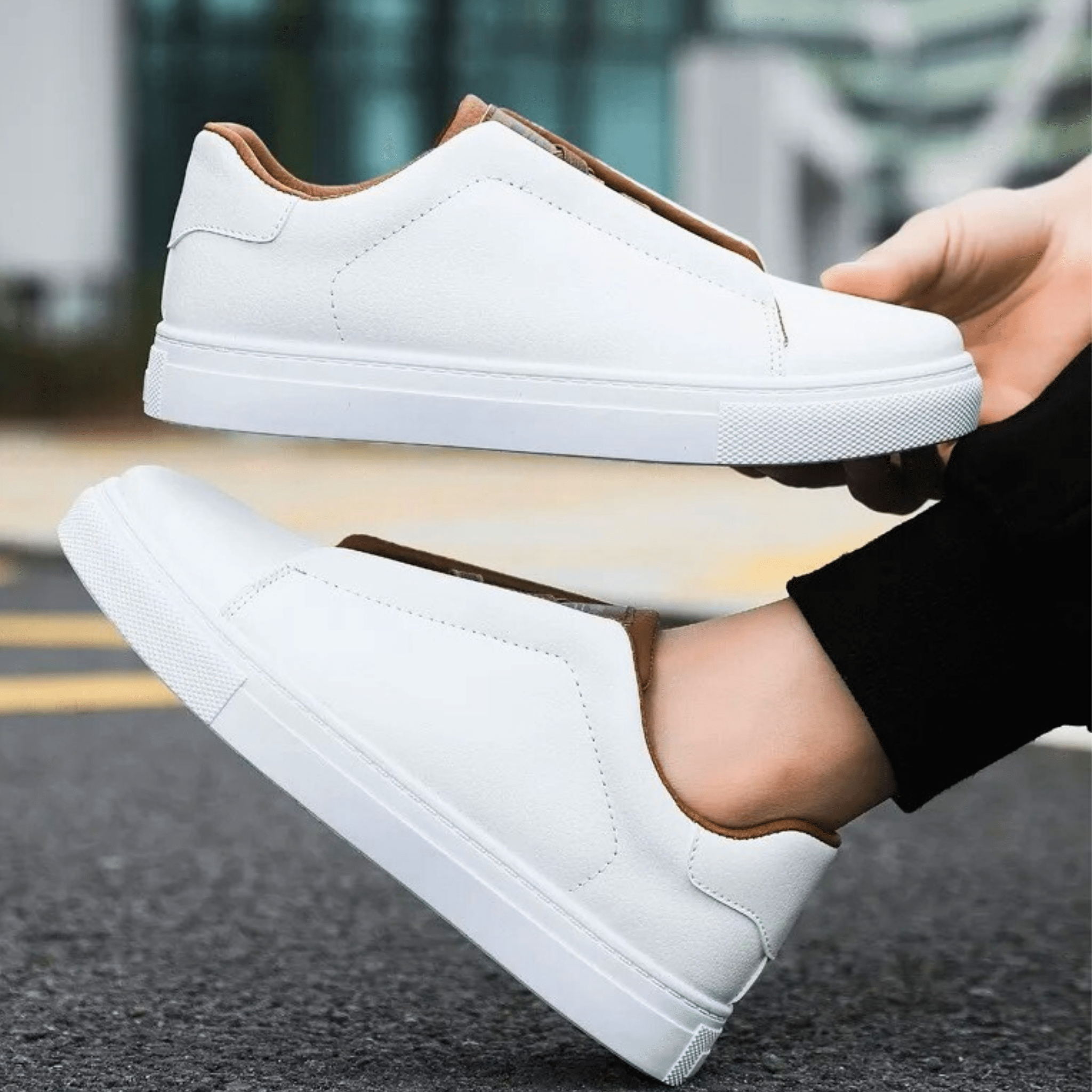 Unisex low-top panelled sneakers with lace-up front and flat sole