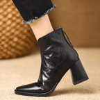 Women's ankle boots with a square toe and mid block heel