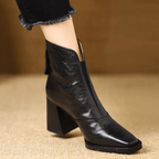 Women's ankle boots with a square toe and mid block heel