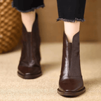 Women's ankle boots with a square toe and mid block heel