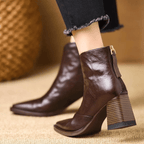Women's ankle boots with a square toe and mid block heel