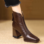 Women's ankle boots with a square toe and mid block heel