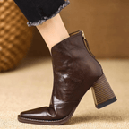 Women's ankle boots with a square toe and mid block heel