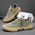 Casual lace-up sneaker with stitched panels and textured sole