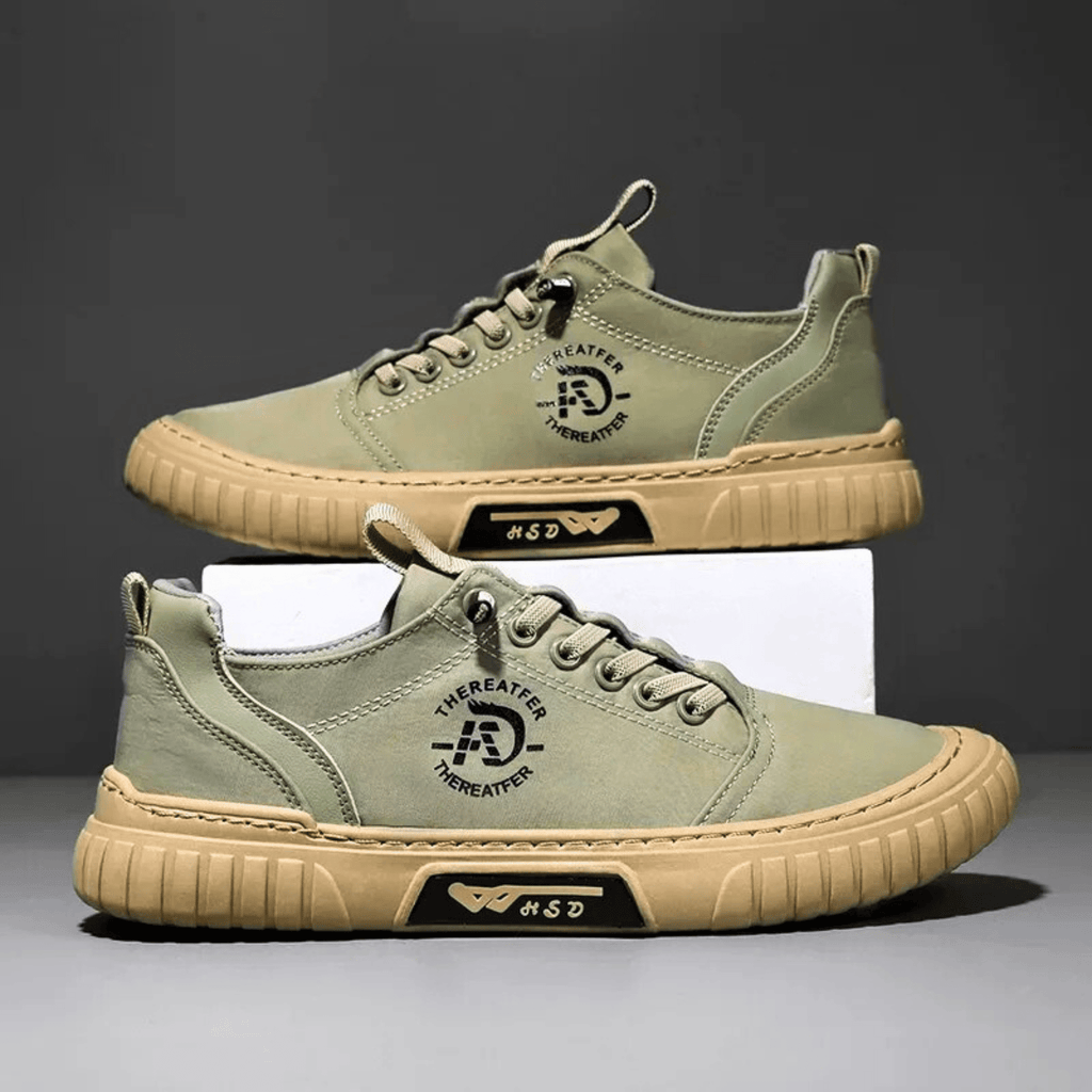 Casual lace-up sneaker with stitched panels and textured sole