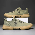 Casual lace-up sneaker with stitched panels and textured sole
