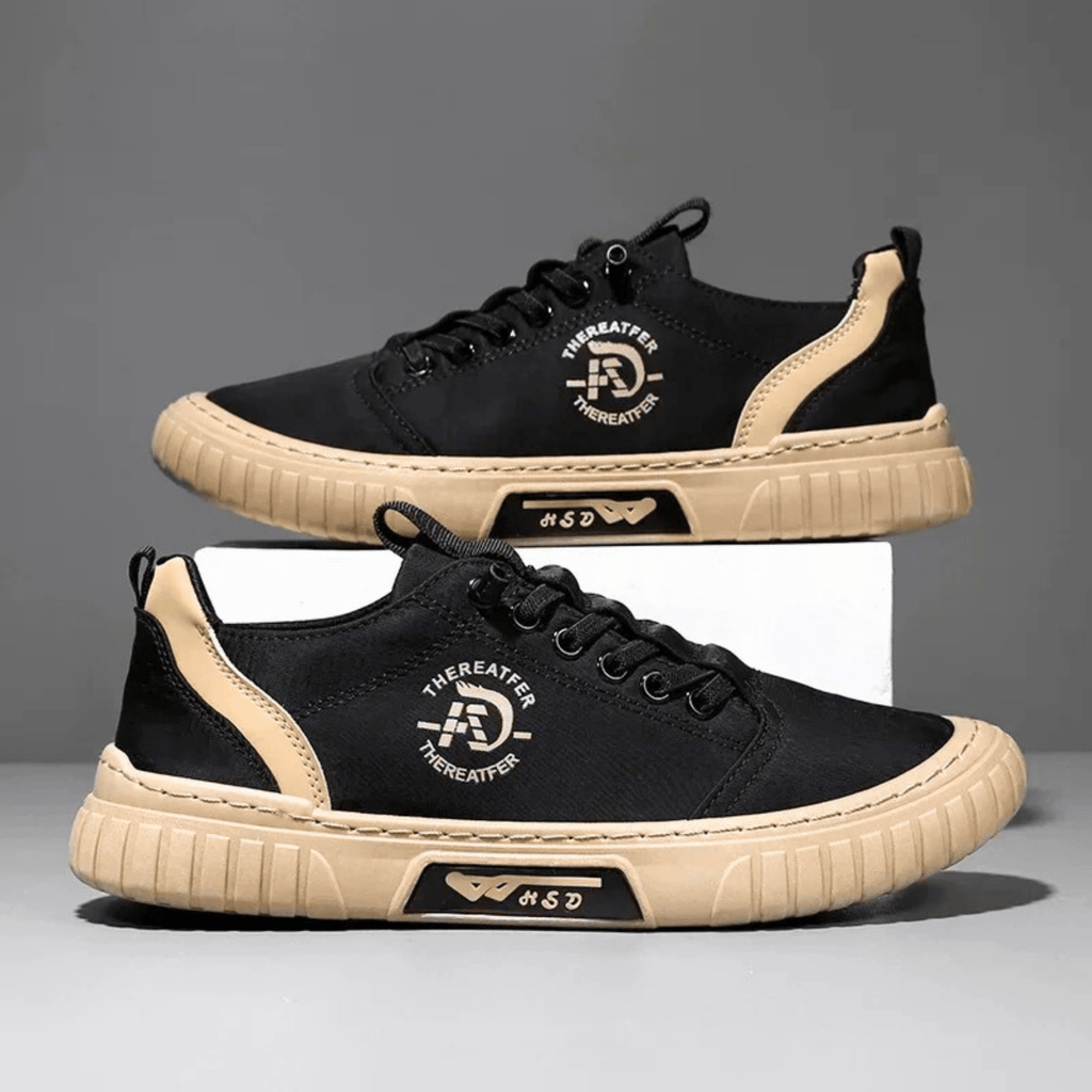 Casual lace-up sneaker with stitched panels and textured sole