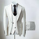 Men's three-piece suit with light jacket, contrasting lapels, waistcoat and trousers