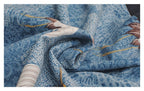 Women's blue crane print off-shoulder sweatshirt